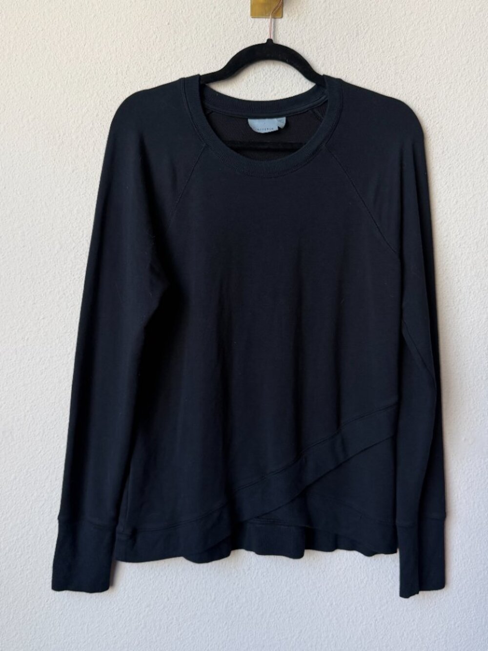 Athleta Criss Cross Black Modal Crew Neck Sweatshirt Size M - Picture 2 of 6